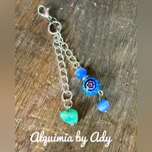 Amazonite bag charms keychain card holder
